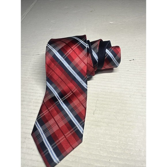 Tommy Hilfiger Red‎ Plaid 100% Silk Tie - Picture 3 of 6